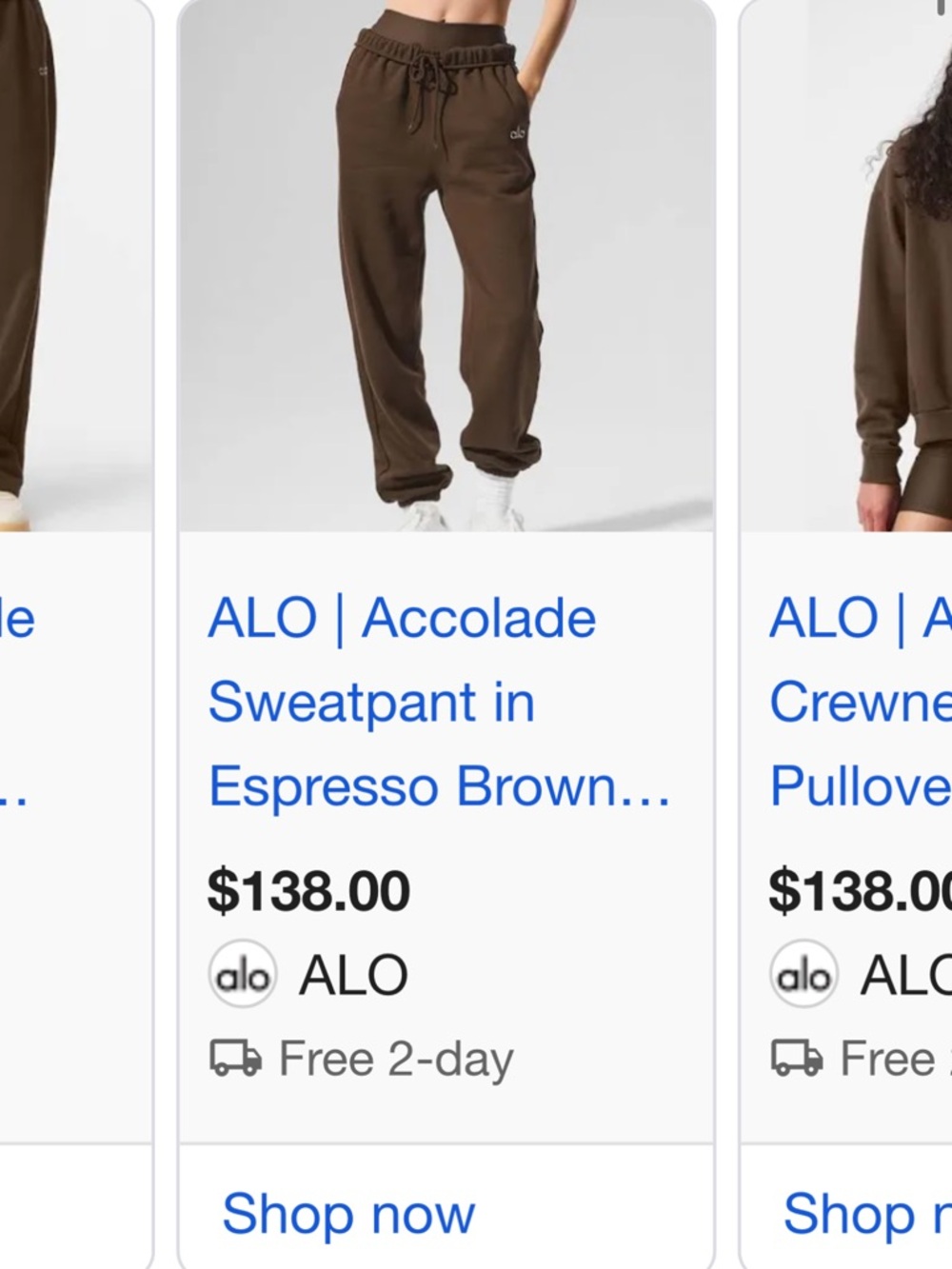 ALO sweatpants nwt size small color espresso - Picture 2 of 2